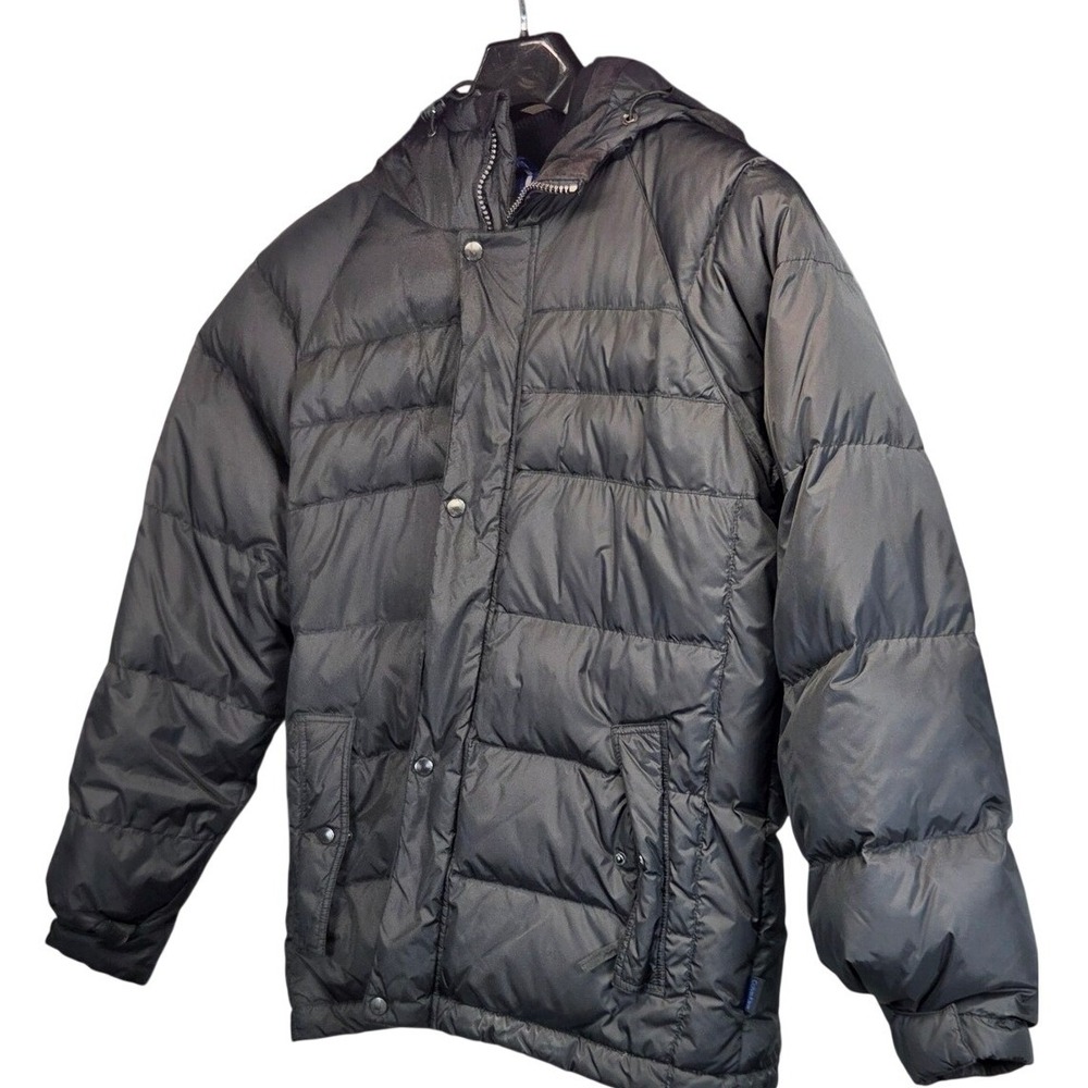 Calvin Klein Puffer Jacket Mens Medium Black Down Filled Hooded Winter Coat